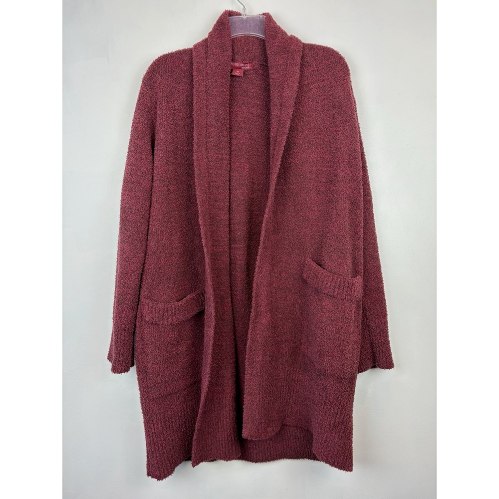Barefoot Dreams Cardigan Sweater Women XS CozyChic Cali Cardi Burgundy Oversized